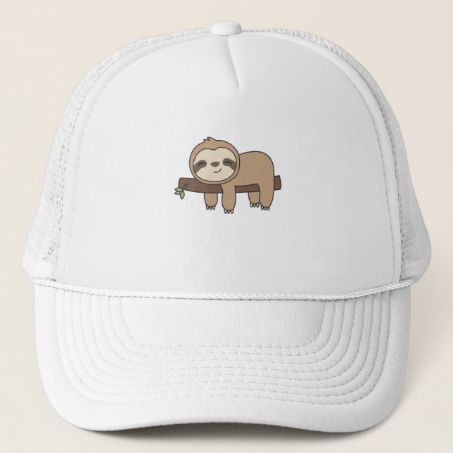 Sloth Funny Relaxed Cute Animals For Kids Trucker Hat (Front)