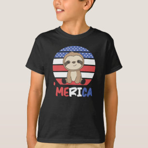 Sloth Funny Sloth 4th Of July American T-Shirt