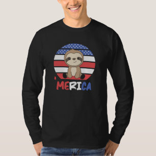 Sloth Funny Sloth 4th Of July American T-Shirt