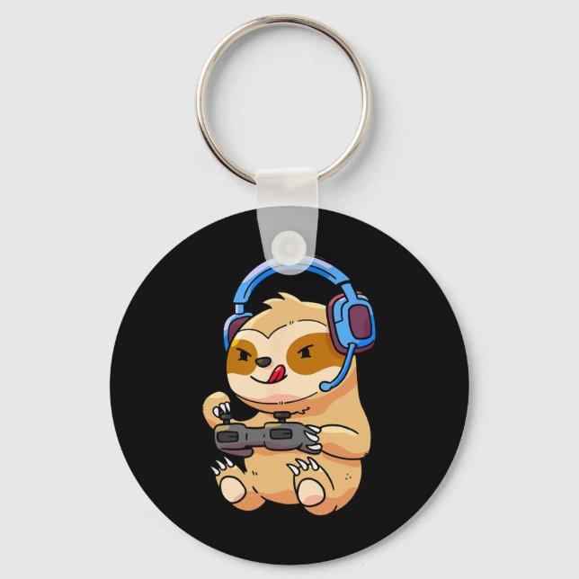 Sloth Gaming Sloths Video Game Gift  Key Ring (Front)