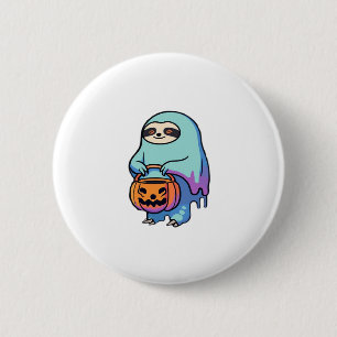 Sloth Ghost Halloween Oversized T-Shirt 6 Cm Round Badge