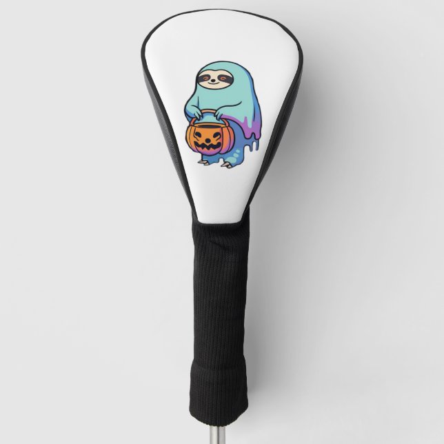 Sloth Ghost Halloween Oversized T-Shirt Golf Head Cover (Front)