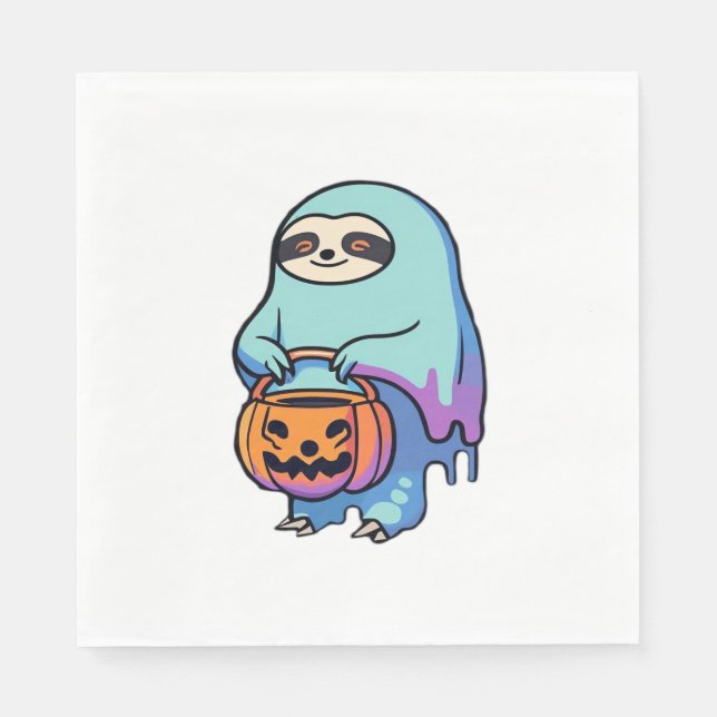 Sloth Ghost Halloween Oversized T-Shirt Napkin (Front)