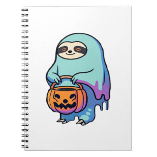 Sloth Ghost Halloween Oversized T-Shirt Notebook