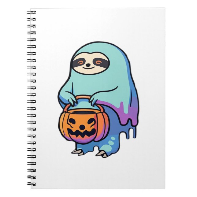 Sloth Ghost Halloween Oversized T-Shirt Notebook (Front)