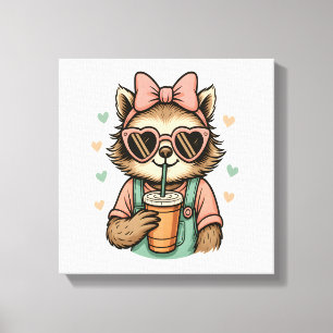 Sloth Girl Coffee Lover Canvas Print