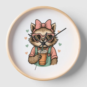Sloth Girl Coffee Lover Clock