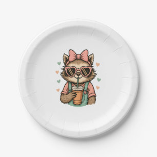 Sloth Girl Coffee Lover Paper Plate
