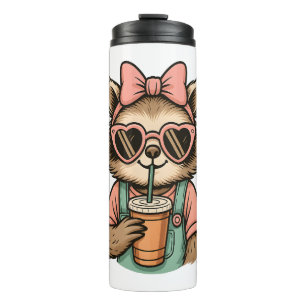 Sloth Girl Coffee Lover Thermal Tumbler