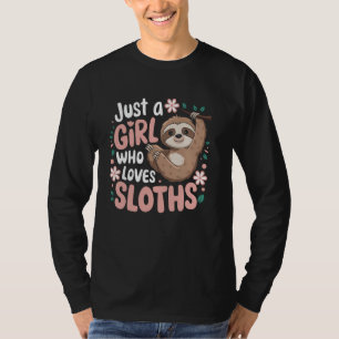 Sloth Girl Cute Animal Lover Adorable ThreeToed Sl T-Shirt