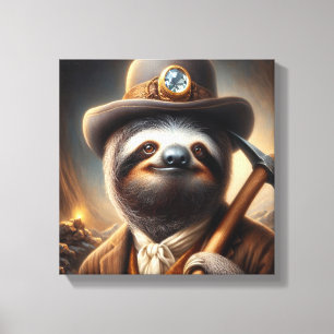 Sloth Gold Miner Canvas Print