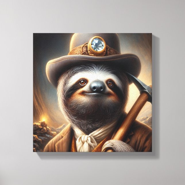 Sloth Gold Miner Canvas Print (Front)