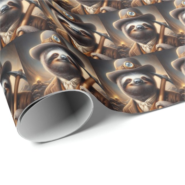 Sloth Gold Miner Wrapping Paper (Roll Corner)