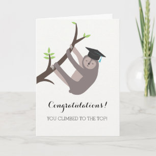 Sloth Graduation Card with light blue tassel