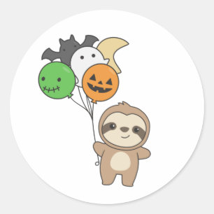 Sloth Halloween Balloons Kids Cute Animals Classic Round Sticker