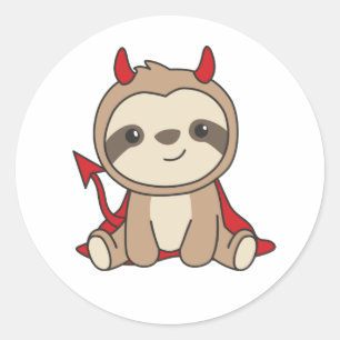 Sloth Halloween Cute Devil Witch Costume Classic R Round Sticker