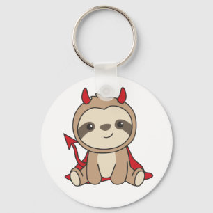 Sloth Halloween Cute Devil Witch Costume Keychain