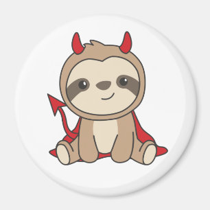 Sloth Halloween Cute Devil Witch Costume Magnet