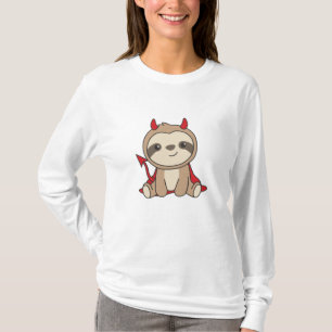 Sloth Halloween Cute Devil Witch Costume T-Shirt