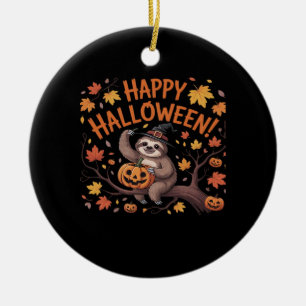Sloth Halloween Day Oversized T-Shirt Ceramic Tree Decoration