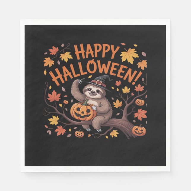 Sloth Halloween Day Oversized T-Shirt Napkin (Front)
