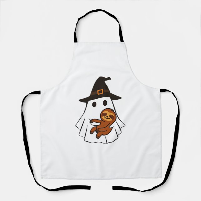 Sloth Halloween Ghost Witch Hat Animal Lovers Boys Apron (Front)
