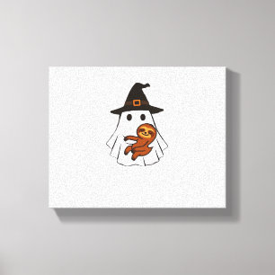 Sloth Halloween Ghost Witch Hat Animal Lovers Boys Canvas Print