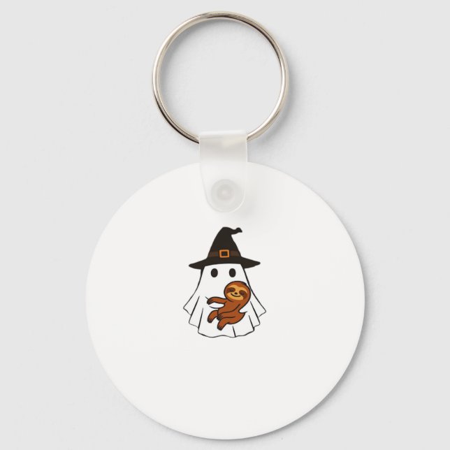 Sloth Halloween Ghost Witch Hat Animal Lovers Boys Key Ring (Front)
