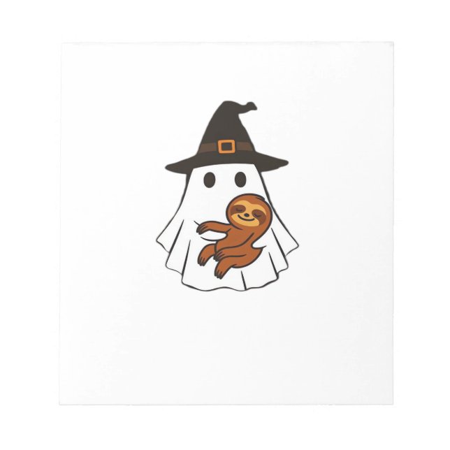 Sloth Halloween Ghost Witch Hat Animal Lovers Boys Notepad (Front)