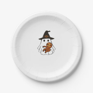 Sloth Halloween Ghost Witch Hat Animal Lovers Boys Paper Plate