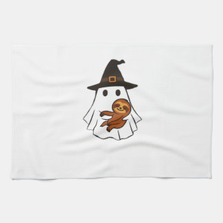 Sloth Halloween Ghost Witch Hat Animal Lovers Boys Tea Towel