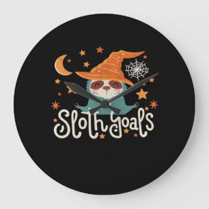 Sloth Halloween Goals Classic T-Shirt Large Clock