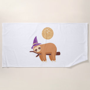sloth halloween, halloween sloth beach towel