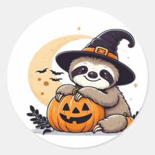 Sloth Halloween Motif Cute Classic T-Shirt Classic Round Sticker