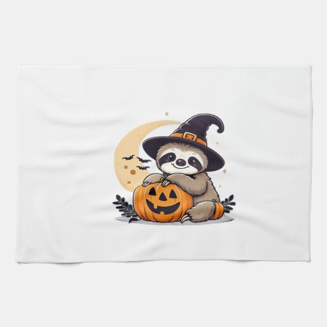 Sloth Halloween Motif Cute Classic T-Shirt Tea Towel (Horizontal)