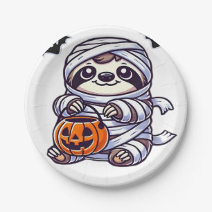 Sloth Halloween Mummy Kids Women Men Sloth Classic Paper Plate
