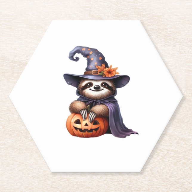 Sloth Halloween Outfit Classic T-Shirt Paper Coaster (Front)