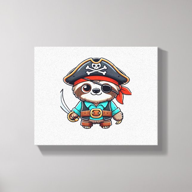Sloth Halloween Pirate Kids Women Men Sloth Classi Canvas Print (Front)