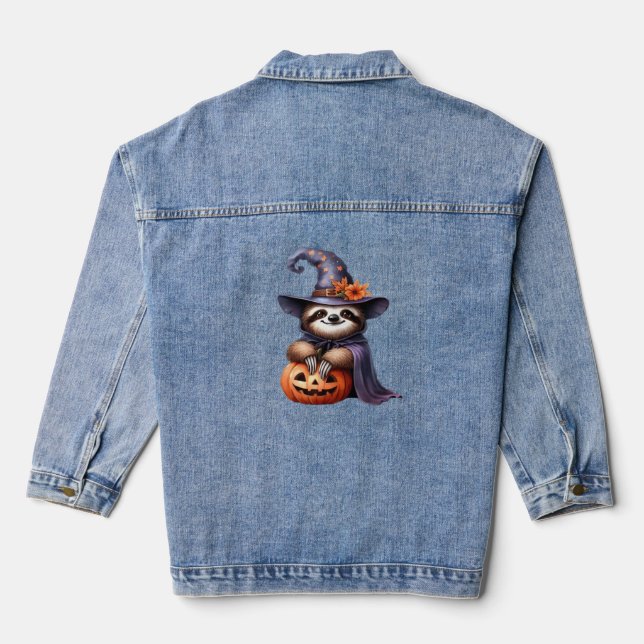 Sloth Halloween Pirate Kids Women Men Sloth Classi Denim Jacket (Back)