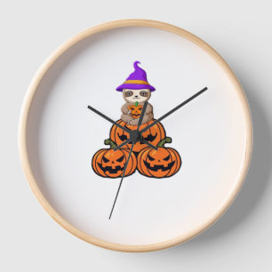 Sloth Halloween Premium T-Shirt Clock