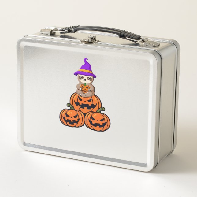 Sloth Halloween Premium T-Shirt Metal Lunch Box (Front)