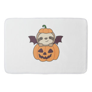 Sloth Halloween Pumpkin Bat Costume Bath Mat