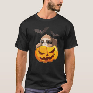 Sloth Halloween Pumpkin Bat Costume For Kids Men W T-Shirt