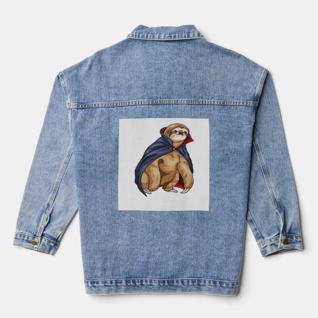 Sloth Halloween Vampire Classic T-Shirt Denim Jacket (Back)