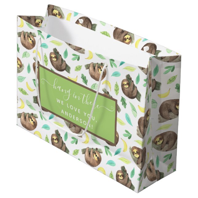 Sloth Hang In There Gift Bag (Front Angled)
