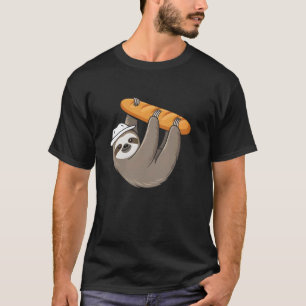Sloth Hanging From A Baguette Cute Bread Fun T-Shirt