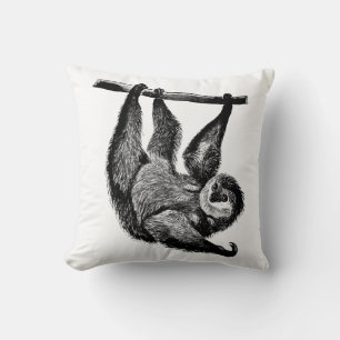 Sloth hanging in tree animal jungle safari art cushion