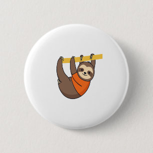Sloth Hanging on Branch with Orange 6 Cm Round Badge