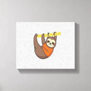 Sloth Hanging on Branch with Orange Canvas Print