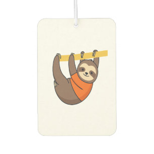 Sloth Hanging on Branch with Orange Car Air Freshener